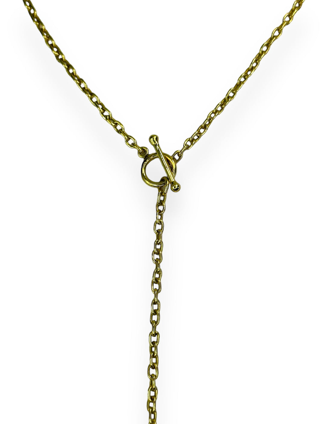 Caged Cable Chain Lariat Drop Necklace in Gold with Citrine