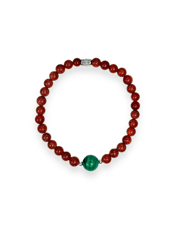 Big Malachite Little Goldstone Sins Greed Bracelet