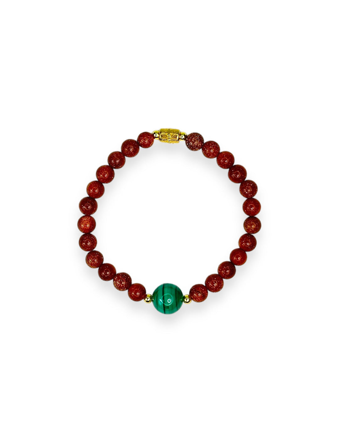 Big Malachite Little Goldstone Sins Greed Bracelet