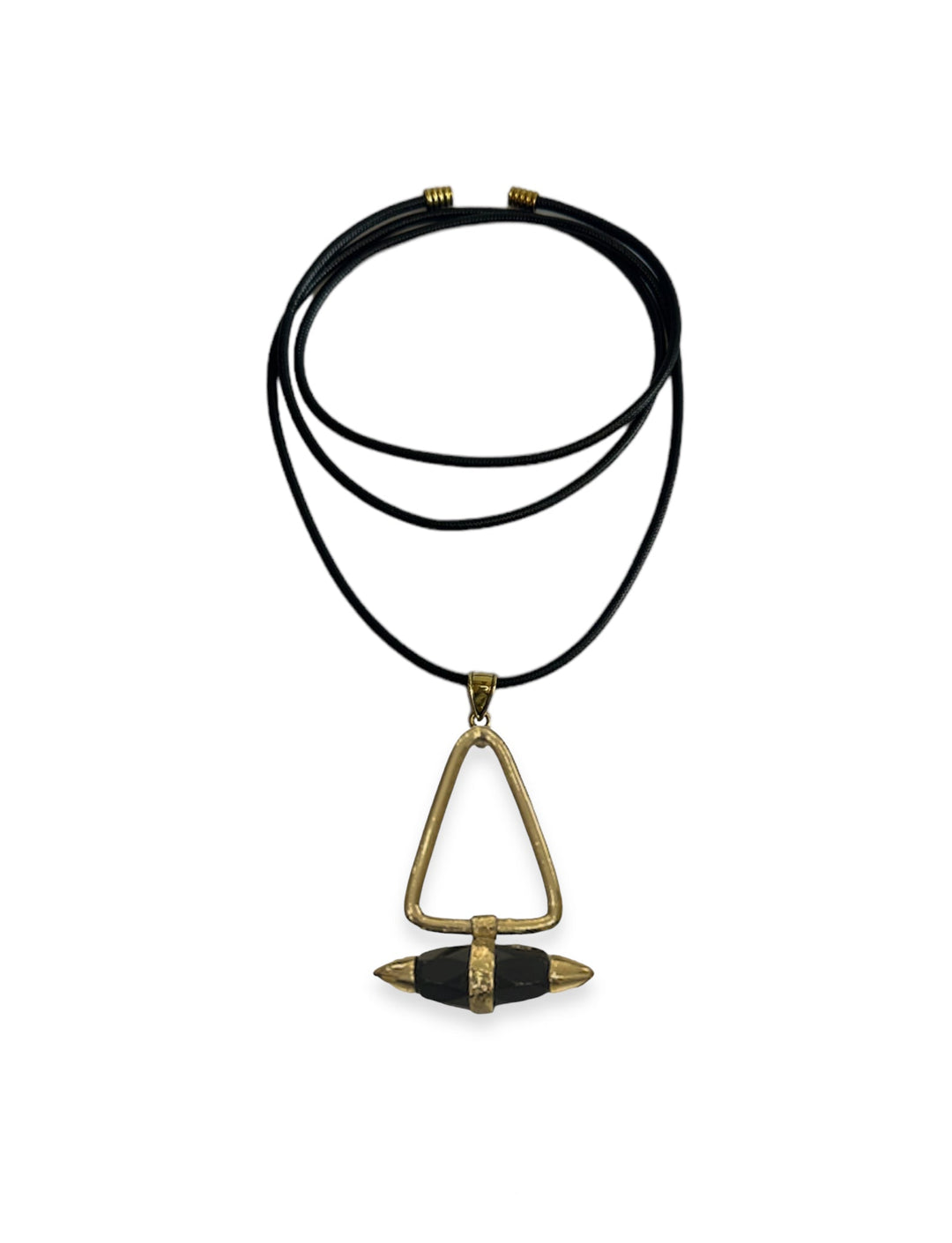 Bone Pendant Necklace in Gold with Onyx