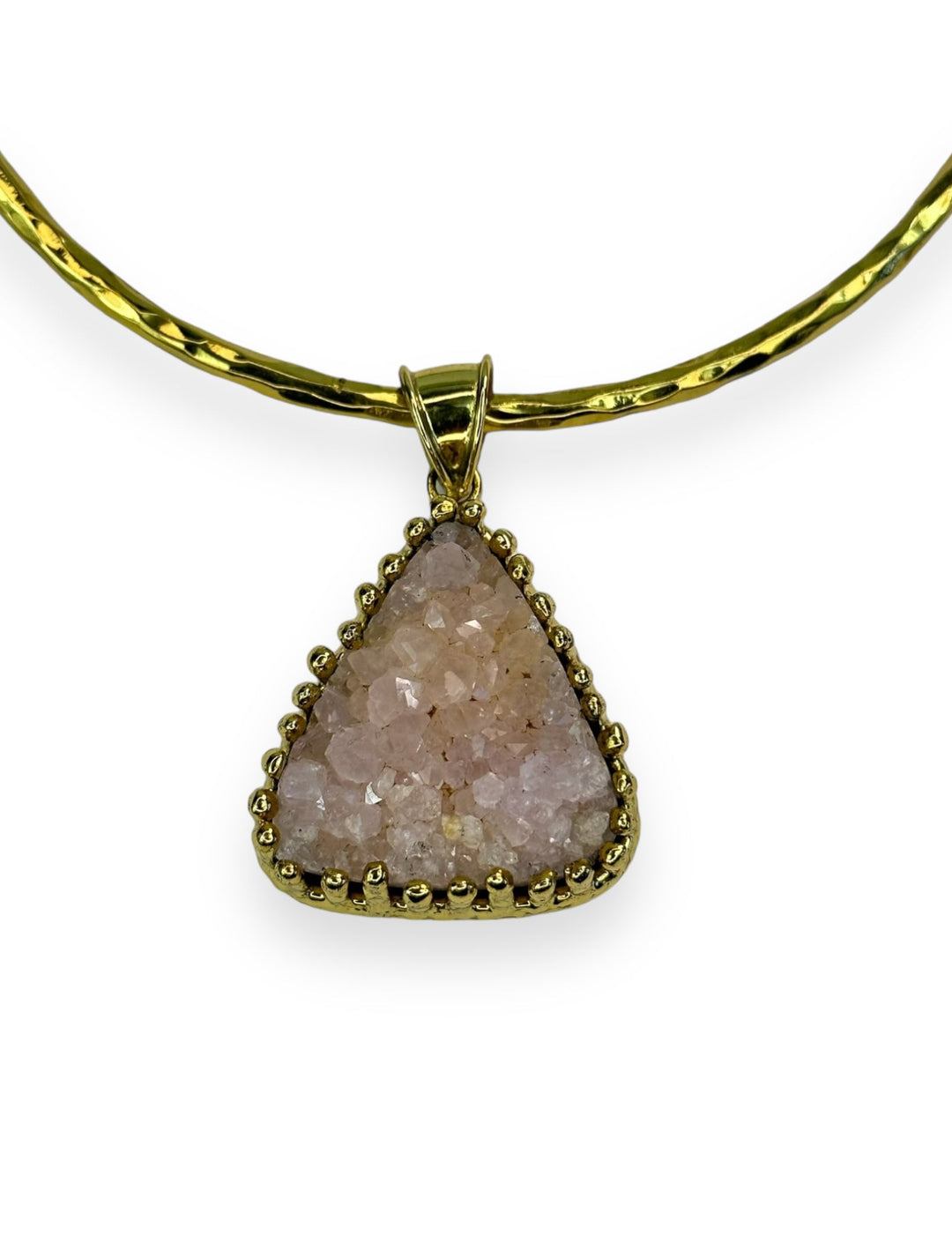 Burst Closed Pendant Necklace in Gold with Rose Druzy Agate