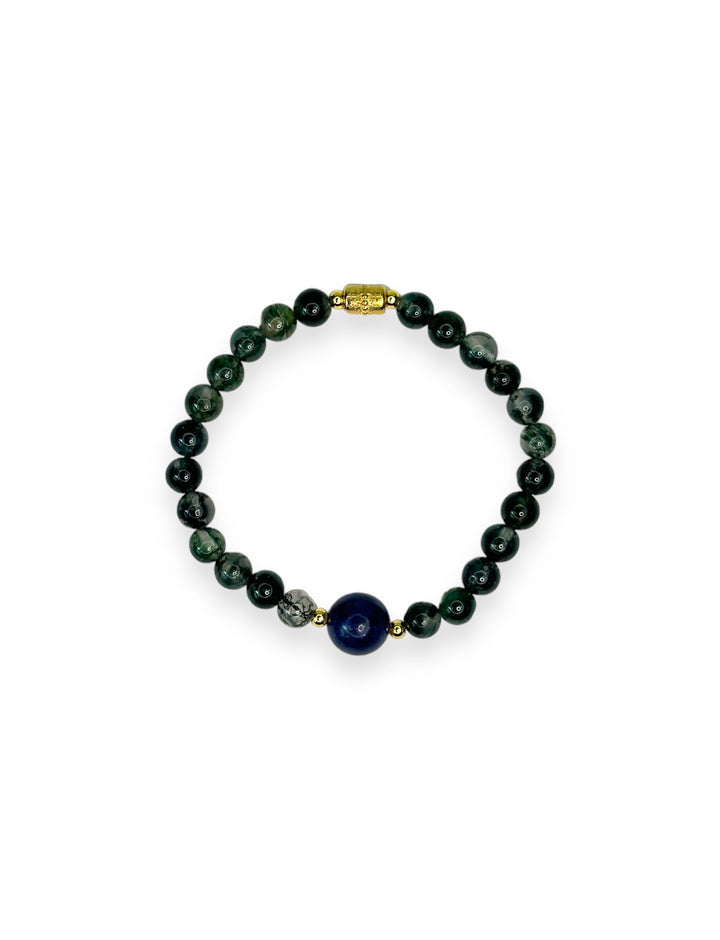 Big Lapis Lazuli Little Moss Agate Sins Envy Bracelet