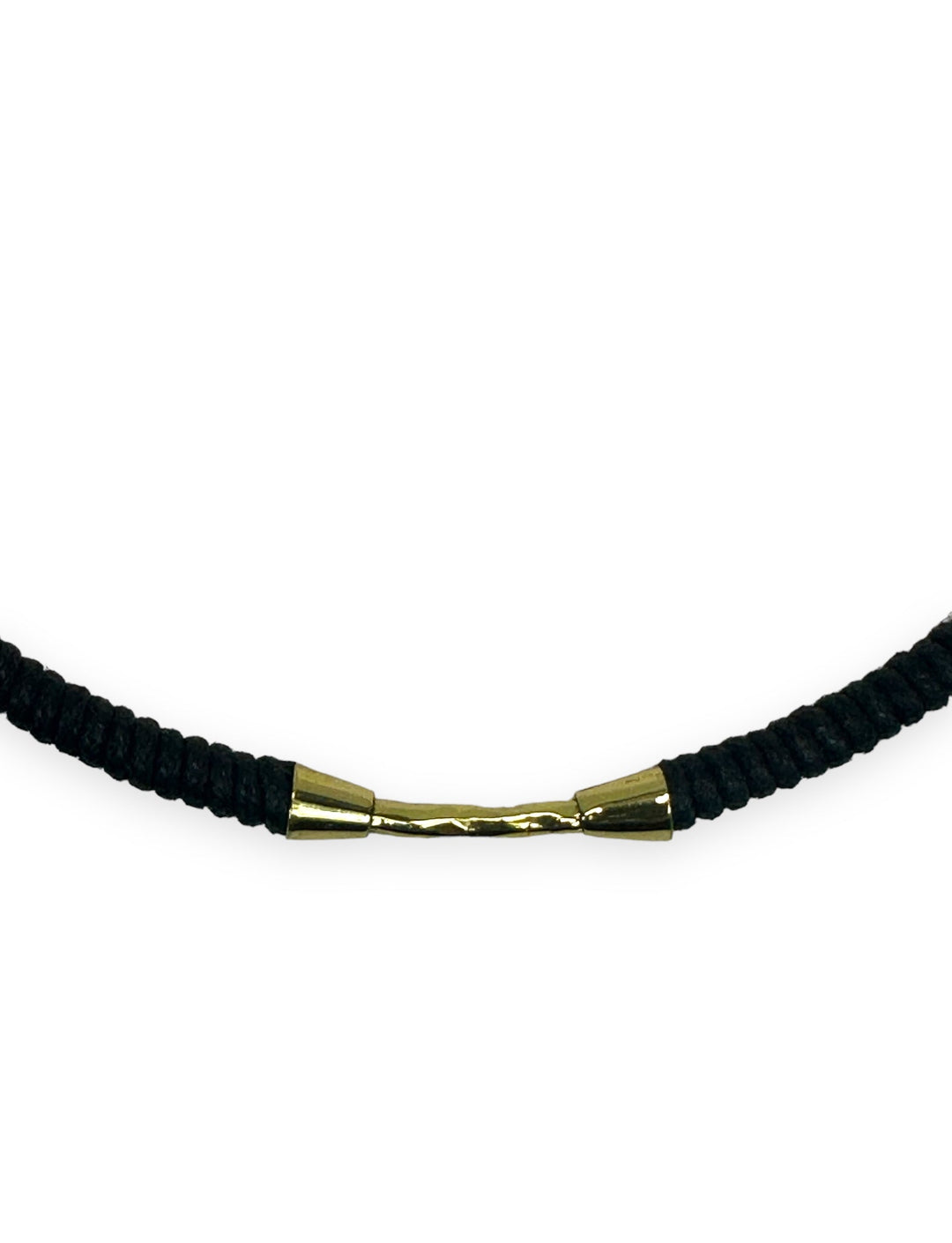 Hammered Choker in Gold Bound with Black Waxed Cotton