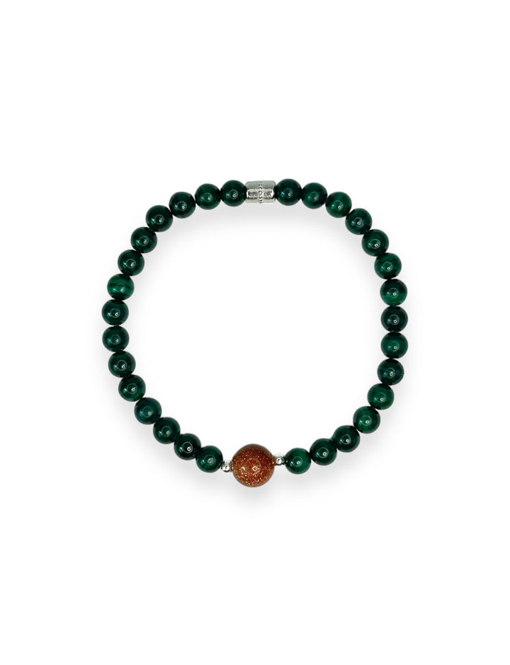 Big Goldstone Little Malachite Sins Greed Bracelet