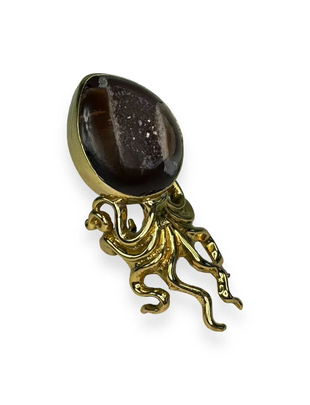 Octopussy Ring in Gold with Druzy Agate