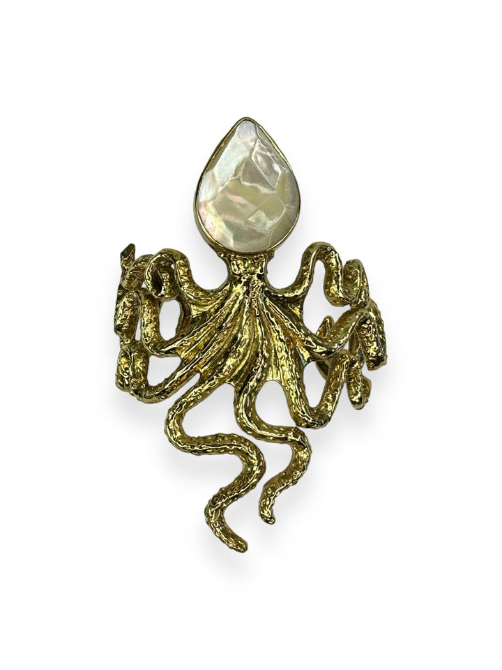 Octopussy Cuff in Gold with Mother of Pearl